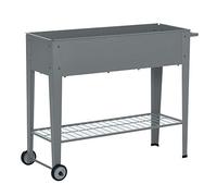 Outsunny Jardinière sur Pieds Potager dim. 109L x 39l x 80H cm étagère 2 Roues + Insert d'irrigation métal Gris