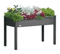 Outsunny Jardinière sur Pieds Potager dim. 122L x 56l x 76H cm Inserts d'irrigation + Feutre de Drainage Inclus Bois Massif Sapin, Gris