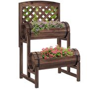 Outsunny Jardinière sur pieds surélevée Potager 2 niveaux avec treillis 42 x 49 x 80 cm Marron