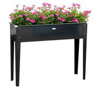 Outsunny - Jardinière sur pieds carrée 100×30×80 cm - Acier galvanisé, trou de drainage, noir