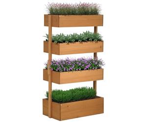 Outsunny Jardinière surélevée à 4 niveaux pour pots de fleurs verticaux avec angle réglable, support de plantes en bois autonome surélevé pour une utilisation en intérieur ou en extérieur