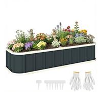 Outsunny Jardinière surélevée en Acier galvanisé, lit de Jardin avec Gants et Bords pliés, carré Potager de Jardin pour Fleurs, Herbes, légumes, 165 x 52 x 31 cm, Gris foncé