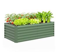 Outsunny Jardinière Surélevée Acier Galvanisé 180x90x57,5 cm Vert Clair | Lit de Jardin avec Fond Ouvert, Carré Potager de Jardin pour Légumes, Fruits, Fleurs
