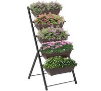 Outsunny Jardinière Surélevée avec Étages Verticale Cadre en Acier Marron