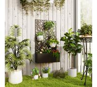 Outsunny Jardinière Surélevée avec Panneau de Confidentialité en Forme de Branches Décoratives en Métal et Option de Montage Mural 61x23x113 cm Noir