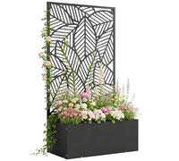 Outsunny Jardinière surélevée avec treillis - Autonome ou à montage mural - En métal - Pour plantes grimpantes - 60 x 30 x 113 cm
