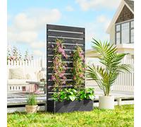 Outsunny Jardinière surélevée avec treillis pour plantes grimpantes bac à fleurs de 64L, composite bois-plastique et aluminium