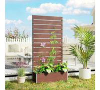 Outsunny Jardinière surélevée avec treillis pour plantes grimpantes bac à fleurs de 64L, composite bois-plastique et aluminium