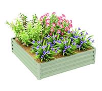 Outsunny Jardinière surélevée, bac à fleurs, potager, bac à plantes, parterre d'herbes aromatiques pour jardin, terrasse, balcon, acier, vert, 120 x 120 x 30 cm