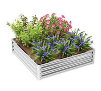 Outsunny Jardinière surélevée, bac à fleurs, potager, bac à plantes, parterre d'herbes pour jardin, terrasse, balcon, acier, argent, 120 x 120 x 30 cm