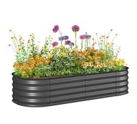 Outsunny Jardinière surélevée carré Potager de Jardin en Acier modulable pour légumes, Plantes, Fleurs, dim. 150 x 62 x 30cm, Gris foncé