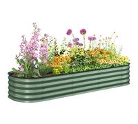 Outsunny Jardinière surélevée carré Potager de Jardin en Acier modulable pour légumes, Plantes, Fleurs, dim. 195 x 62 x 30cm, Vert Clair