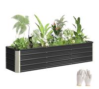 Outsunny Jardinière surélevée en Acier avec Gants 183x47x40 cm Gris