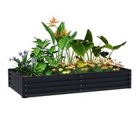 Outsunny Jardinière surélevée en acier galvanisé - Potager urbain pour plantes en croissance - Fleurs Herbe - Grand pot de fleurs rectangulaire avec fond ouvert - 180 x 90 x 30 cm - Gris foncé