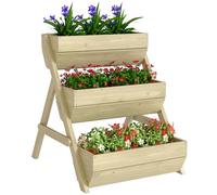 Outsunny Jardinière surélevée en Bois avec 3 étages, bac à Fleurs, étagère en escalier pour Plantes avec Trous de Drainage, pour terrasse, Balcon et Jardin, 65 x 75 x 76 cm, Vert
