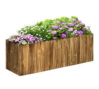 Outsunny Jardinière surélevée en Bois, carré Potager de Jardin rectangulaire, Pot de Fleurs extérieur pour Herbes aromatiques et légumes, 120 x 40 x 40 cm, Bois carbonisé