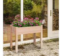 Outsunny Jardinière surélevée en Bois, Carré Potager sur Pied surélevé, Trous de Drainage, Tissu non tissé, 86x46x76 bois naturel