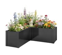 Outsunny Jardinière surélevée en forme de L - Résistant aux intempéries - En acier galvanisé - Pour terrasse et jardin - 150 x 150 x 55 cm