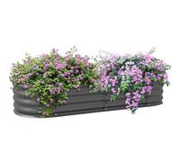 Outsunny Jardinière surélevée en métal galvanisé avec bordure de sécurité, facile à monter soi-même, pour cultiver des fleurs, des herbes, des plantes grasses, gris foncé