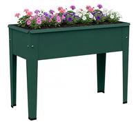 Outsunny Jardinière surélevée en métal sur pieds, avec trou de drainage et couvre-pieds, pour légumes, herbes, fleurs, vert