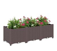 Outsunny Jardinière surélevée en plastique - Modulaire avec système d'auto-irrigation - 120 x 40 x 37 cm - Pour jardin, balcon, terrasse, fleurs, plantes