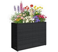 Outsunny Jardinière surélevée en résine tressée, support de fleurs avec bac amovible et pieds réglables, cadre en acier, pour fleurs et légumes dans patio, balcon, terrasse, noir