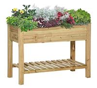 Outsunny Jardinière Surélevée Étagère Bois Trous Drainage 113x56x84cm Vert
