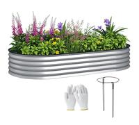 Outsunny Jardinière Surélevée Galvanisée en Acier 181 x 93 x 30 cm