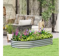 Outsunny Jardinière surélevée galvanisée en acier lit de jardin bordure caoutchouc 181 x 93 x 30 cm argent