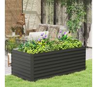 Outsunny Jardinière surélevée Jardin potager balcon galvanisée rectangulaire pour l'extérieur - fond ouvert - 160x80x60 cm, gris | Aosom France
