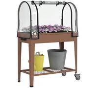Outsunny Jardinière Surélevée Potager Bâche 80L x 40l x 120H cm Marron