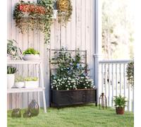 Outsunny Jardinière surélevée pour le jardin avec treillis, acier galvanisée avec motif en losange, 90 x 40 x 120 cm, noir