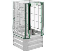 Outsunny Jardinière surélevée, set de 3 pièces Jardinière, serre avec couverture plastique, treillis, bac à fleurs pour plantes grimpantes, pour jardin, terrasse et balcon, 53 x 53 x 90 cm