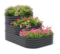 Carré Potager Jardinière 3 Niveaux Tôle Acier Ondulée Gris
