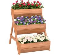 Outsunny Jardinière Verticale à 3 étages Jardinière Verticale en Bois Jardinière avec 3 bacs à Plantes Trous de Drainage Parterre de Fleurs Parterre d'herbes aromatiques Escalier à Fleurs pour