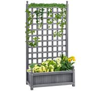 Outsunny Jardinières avec Treillis, 64 x 28 x 120 cm, Gris