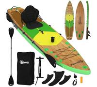Outsunny Kit de planche de stand up paddle gonflable de 335 cm avec siège de kayak, double pagaie réglable, dragonne antidérapante, sac à dos, accessoires complets, 180 kg pour adultes