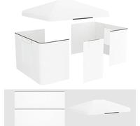 Outsunny Kit de toiture de remplacement pour toit de pavillon de jardin avec 2 parois latérales, housse de remplacement étanche pour pavillon de jardin, tente de jardin, blanc