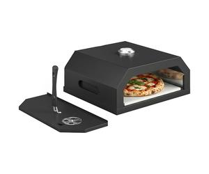 Outsunny Kit Four à Pizza pour Barbecue Four à Pizza Extérieur pour Barbecue avec Pierre en Cordiérite et Thermomètre, Ventilation Réglable, Poignée Isolée, 53 x 40 x 18,5 cm, noir