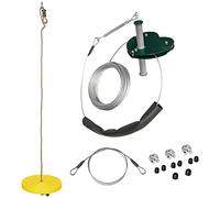Outsunny Kits de tyroliennes pour Enfants 6-10 Ans tyrolienne de Jardin poignée antidérapante Corde réglable Dispositif de Protection d'arbre capacité Maximum de 80 kg câble en Acier Jaune