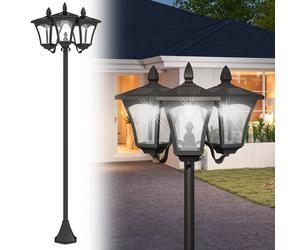 Outsunny Lampadaire de jardin extérieur à LED solaire avec capteurs 3 abat-jours - H.182.5 cm - IP44