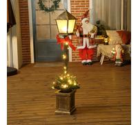 Outsunny Lampadaire de Noël lumineux LED de 1,2 m ornement décoration de Noël avec grappes de baies et nœud papillon
