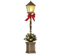 Outsunny Lampadaire de Noël Lumineux LED de 1,25 m réverbère de Noël Ornement décoration avec grappes de Baies et nœud Papillon pour intérieur et extérieur, Vert