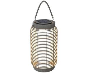 Outsunny Lampadaire d'extérieur solaire lampe de jardin sur pied en résine tressée luminaire LED de jardin en acier marche/arrêt automatique Ø18 x 37 cm gris