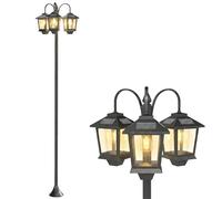 Outsunny Lampadaire extérieur solaire à 3 têtes, lampadaire jardin, éclairage LED, capteur automatique crépuscule à l'aube, noir