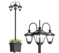 Outsunny Lampadaire Extérieur sur Pied à 3 Têtes, Éclairage LED, Noir