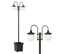 Outsunny Lampadaire Solaire Extérieur de Jardin avec Jardinière 2 Têtes Étanche IP44 Allumage/Arrêt Automatique Hauteur Réglable