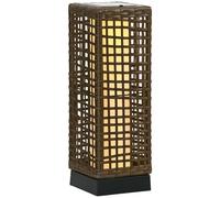Outsunny Lampadaire Solaire Extérieur en Résine Tressée LED 46 cm Sable