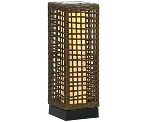 Outsunny Lampadaire Solaire Extérieur en Résine Tressée LED 46 cm Sable