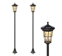 Outsunny Lampadaires Solaires Extérieurs Lot de 2 Réglables 1,86 m Noir